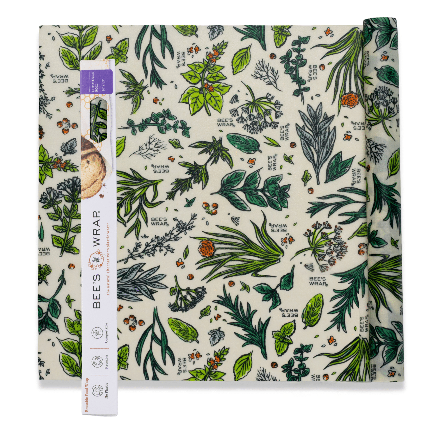 Bees Wrap Herb Garden Print with packaging
