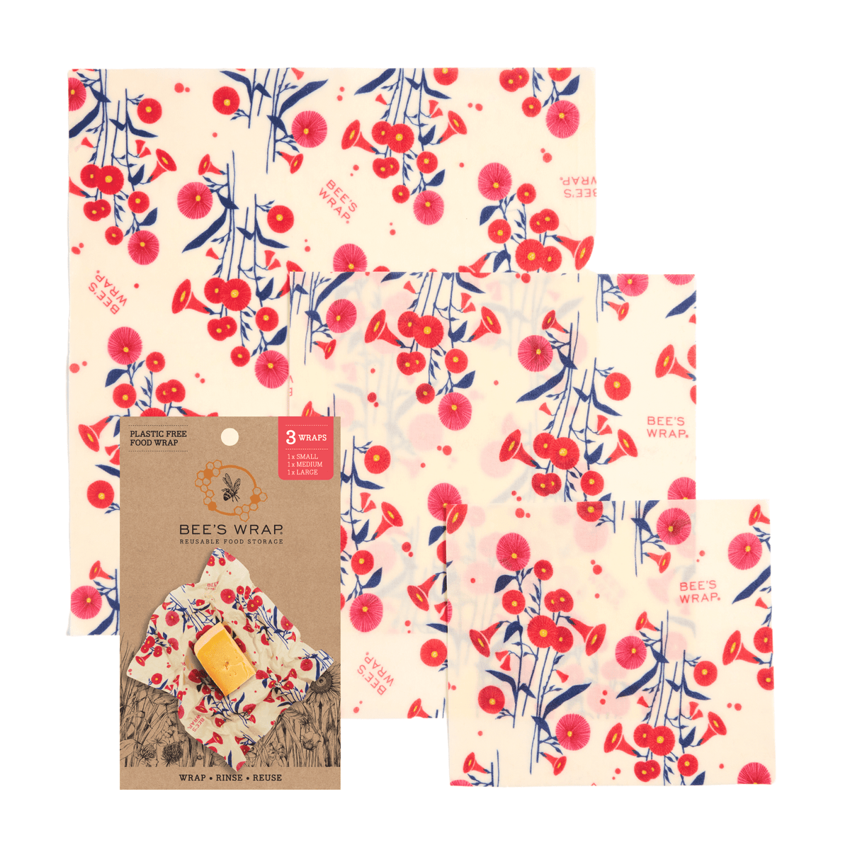 Full Bloom Assorted 3 Pack Packs Bee's Wrap Full Bloom