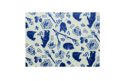 Bread wrap in Bear and Bees pattern laid flat