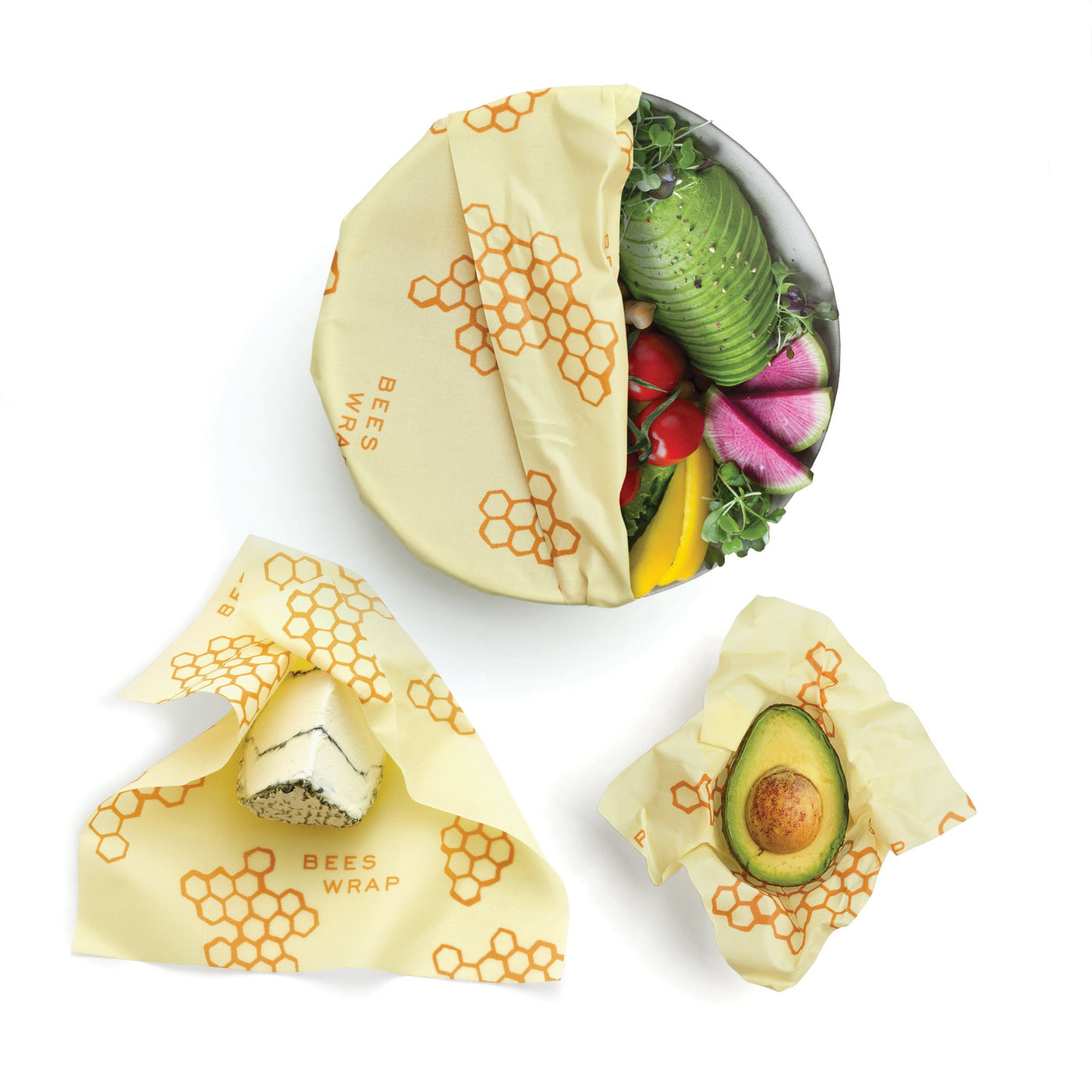 Bee's Wrap Reusable Beeswax Food Wraps Made in the USA, Eco Friendly  Beeswax Food Wrap, Sustainable Food Storage Containers, Organic Cotton Food