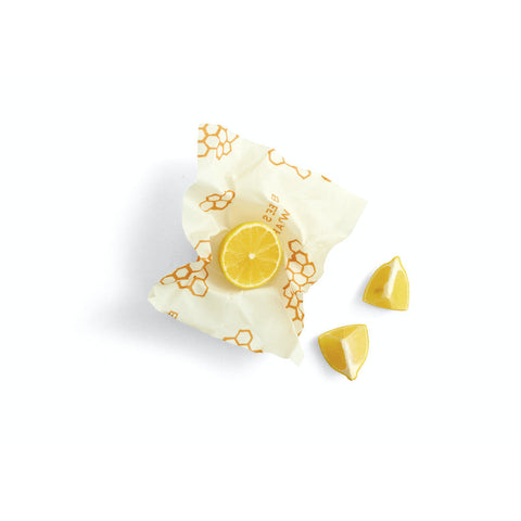 Single Small Beeswax Wrap Storing a Lemon