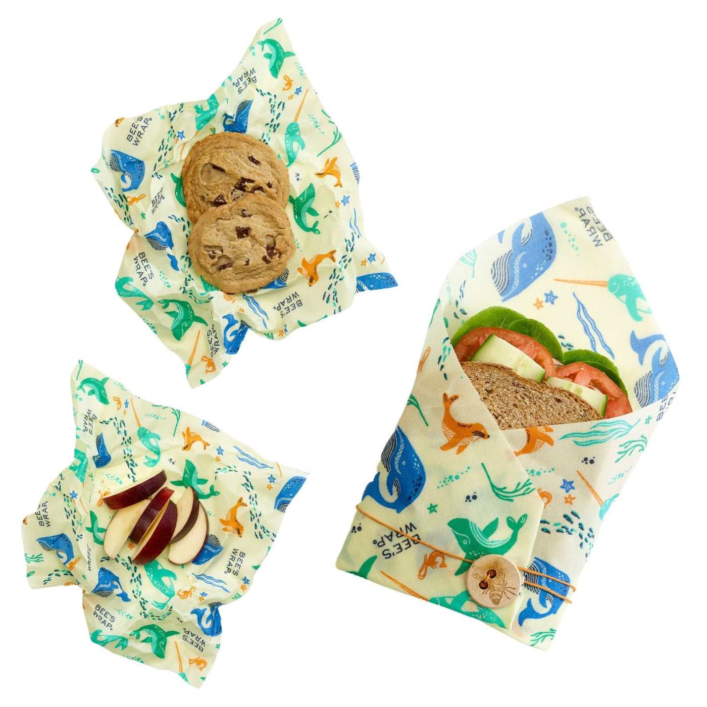 Bee's Wrap Reusable Beeswax Food Wraps Made in the USA, Eco Friendly  Beeswax Food Wrap, Sustainable Food Storage Containers, Organic Cotton Food